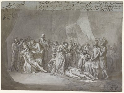 Patrokloksen ruumis Akhilleuksen teltassa suri tekijältä Mattheus Ignatius van Bree