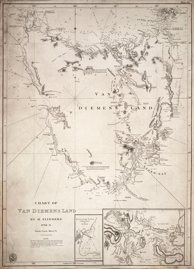 Van Diemensin maan kartta, lehti VI tekijältä Matthew Flinders
