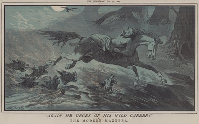 Jälleen hän kehottaa villiä uraansa! tai Moderni Mazeppa (väri litho) tekijältä Matthew