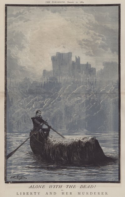 Yksin kuolleiden kanssa! tai, Liberty and Her Murderer (väri litho) tekijältä Matthew