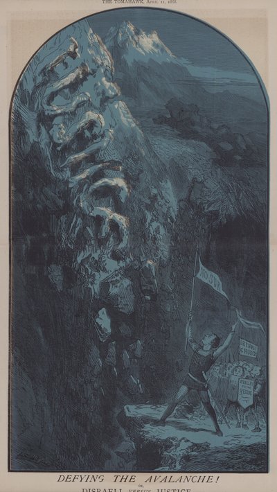 Uhmaa lumivyöryä! tai Disraeli Versus Justice (väri litho) tekijältä Matthew