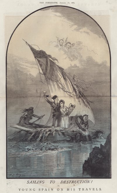 Purjehdus tuhoon! tai Nuori Espanja matkoillaan (väri litho) tekijältä Matthew