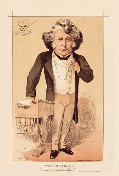Stateman No 1, Amnesty ja yhtäläiset oikeudet kaikille, pub. 1871 (väri litho) tekijältä Matthew