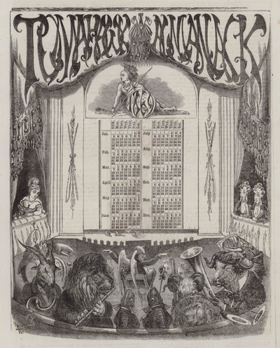 Tomahawk Almanakka vuodelle 1869 (väri litho) tekijältä Matthew