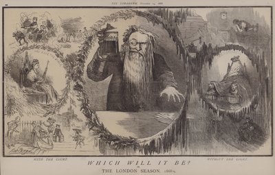 Kumpi se tulee olemaan? tai Lontoon kausi 1868-9 (väri litho) tekijältä Matthew