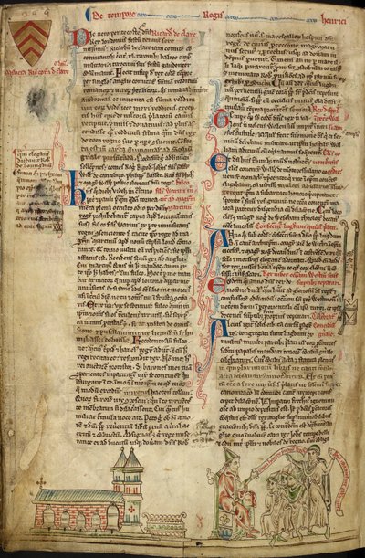 Royal 14C VII, f.138v Westminster Abbey ja St. Edwardin pyhäkkö; oikealla paavi Innocentius IV Lyonin kirkolliskokouksessa, kuva Historia Anglorumista tekijältä Matthew Paris
