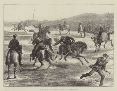 Upseerit, jotka pelaavat Poloa (Hockey on Horseback) Woolwich-Commonilla tekijältä Matthew White Ridley