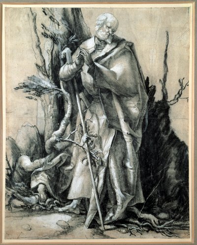 Pyhimys puussa Study (mustepiirustus tekijältä Matthias (c.1480 1528) Grunewald