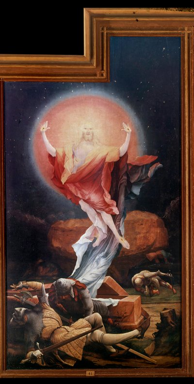 Issenheimin (tai Isenheimin) alttaritaulu: "" Ylösnousemus""" Paneelit Mathis Neithardt Gothardt dit Matthias Grunewald (1480-1528) (ec.all.) 1512-1516 Colmar, Musee Unterlinden tekijältä Matthias (c.1480 1528) Grunewald