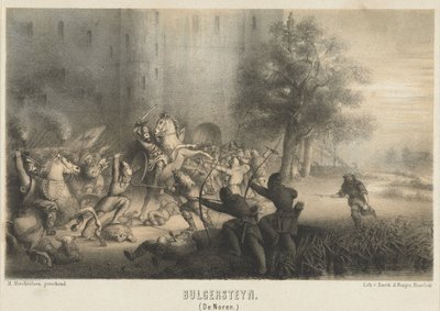 Normanien piirittämä Bulgersteyn, n. 810 Bulgersteyn (Norjalaiset) (otsikko esineessä) tekijältä Matthijs Willem Gerardus Michielsen