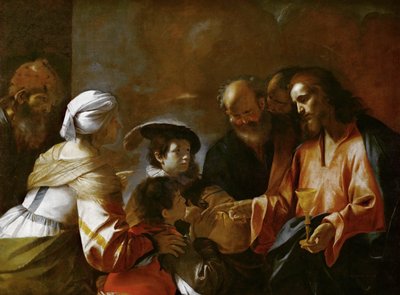 Kristus siunaa lapsia Anna pienten lasten tulla luokseni, c. 1635. tekijältä Mattia Preti