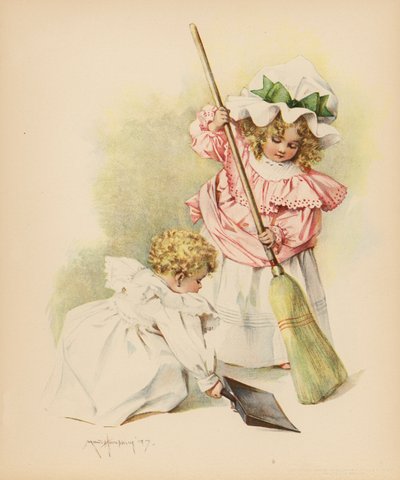 Siivoustalo (väri litho) tekijältä Maud Humphrey