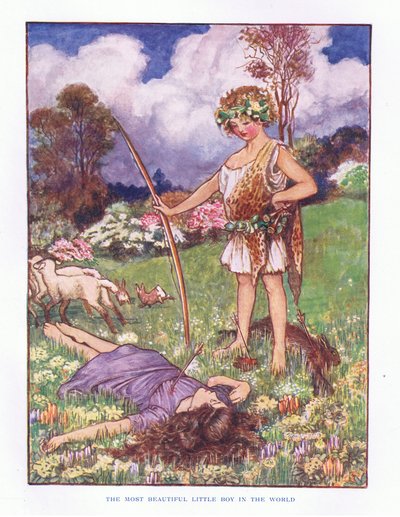 Maailman kaunein pieni poika, kuvitus Lady And Fairy Talesista, 1914 tekijältä Maud Tindal Atkinson