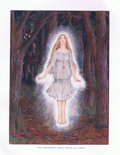 Ihana lapsi liikkui tähdeksi, kuvitus Lady And Fairy Talesista, 1914 tekijältä Maud Tindal Atkinson