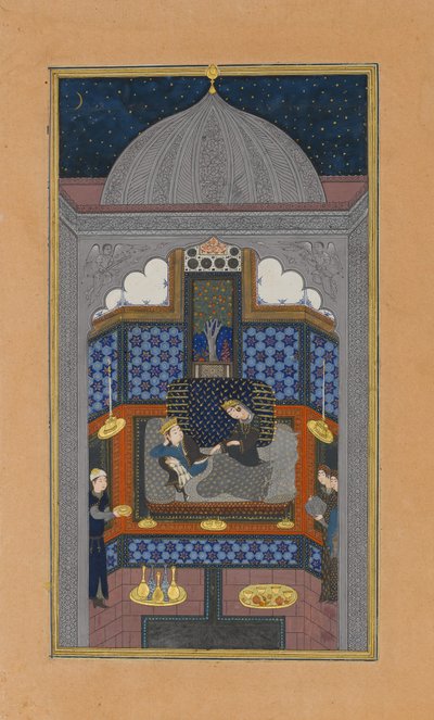 Bahram Gur ja Intian prinsessa pimeässä palatsissa lauantaina, Folio 23v..., n. 1430. tekijältä Maulana Azhar