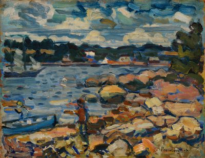 Brooksville, Maine (joki ja kalliot) tekijältä Maurice Brazil Prendergast