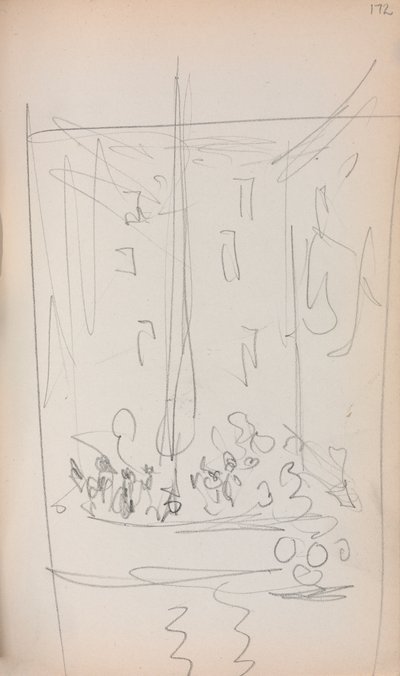 Italialainen luonnoskirja: Vene hahmoilla, sivu 172, 1898-1899. tekijältä Maurice Brazil Prendergast