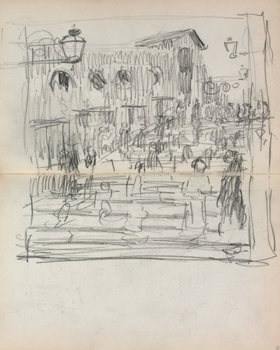 Italialainen luonnoskirja: Silta hahmoilla, sivut 93 ja 94, 1898-1899. tekijältä Maurice Brazil Prendergast