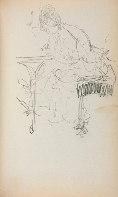 Italialainen luonnoskirja: Istuva nainen ompelu sivu 153, 1898-1899. tekijältä Maurice Brazil Prendergast