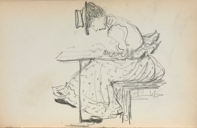 Italialainen luonnoskirja: Istuva nainen, sivu 107, 1898-1899. tekijältä Maurice Brazil Prendergast