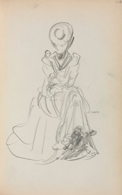 Italialainen luonnoskirja: Istuva nainen, sivu 114, 1898-1899. tekijältä Maurice Brazil Prendergast