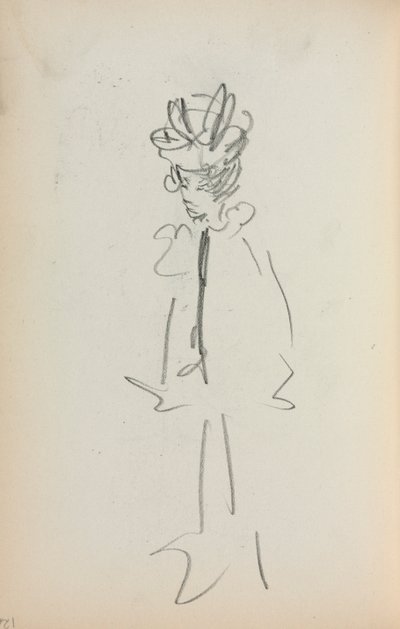 Italialainen luonnoskirja: Seisova nainen 34 Katso sivu 126, 1898-1899. tekijältä Maurice Brazil Prendergast