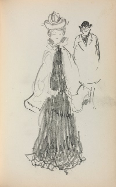 Italialainen luonnoskirja: Seisova nainen ja mies sivu 125, 1898-1899. tekijältä Maurice Brazil Prendergast