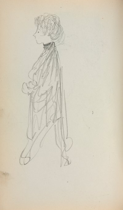 Italialainen luonnoskirja: seisova nainen profiilisivulla 51, 1898-1899. tekijältä Maurice Brazil Prendergast
