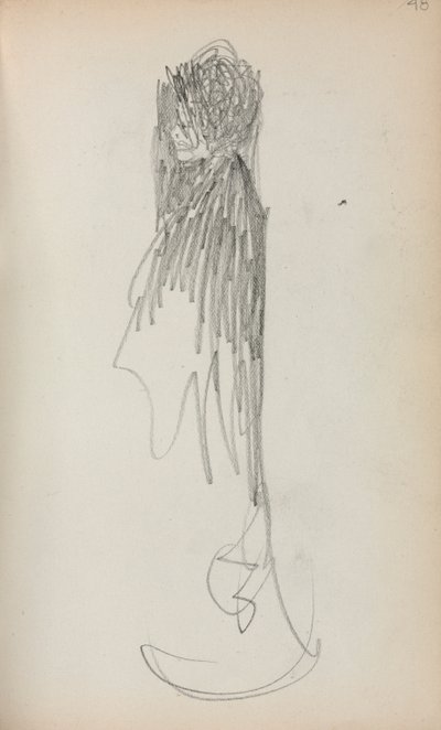 Italialainen luonnoskirja: seisova nainen profiilisivulla 48, 1898-1899. tekijältä Maurice Brazil Prendergast
