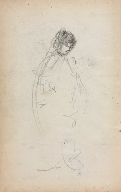 Italialainen luonnoskirja: Pysyvä nainen, sivu 1, 1898-1899. tekijältä Maurice Brazil Prendergast