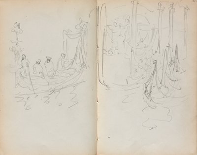 Italian luonnoskirja: Venetian Harbour Näytä sivut 31 & 32, 1898-1899. tekijältä Maurice Brazil Prendergast