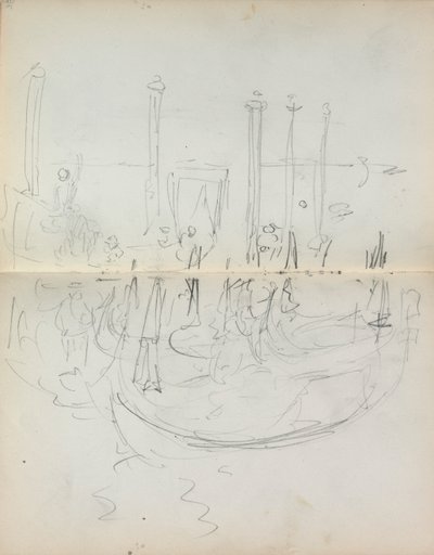 Italian luonnoskirja: Venetian Harbour Näytä sivut 37 & 38, 1898-1899. tekijältä Maurice Brazil Prendergast