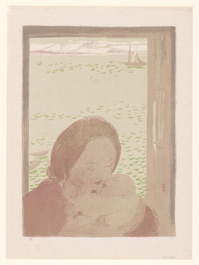 Äiti vauvan kanssa ikkunan edessä tekijältä Maurice Denis