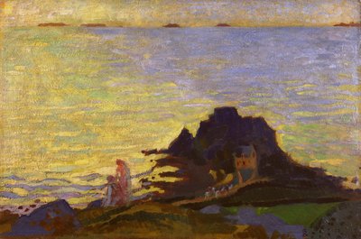Äiti ja lapsi kalliopaljaston yläpuolella (öljy kortille) tekijältä Maurice Denis