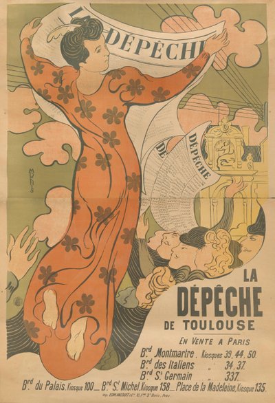 La Dépêche de Toulouse -sanomalehden juliste, 1892. tekijältä Maurice Denis