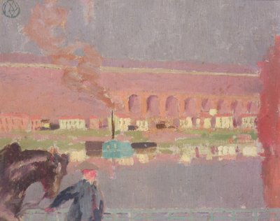 Viadukti Pecq, nähtynä Pecqin vanhalta sillalta, n. 1898 (maalaus) tekijältä Maurice Denis