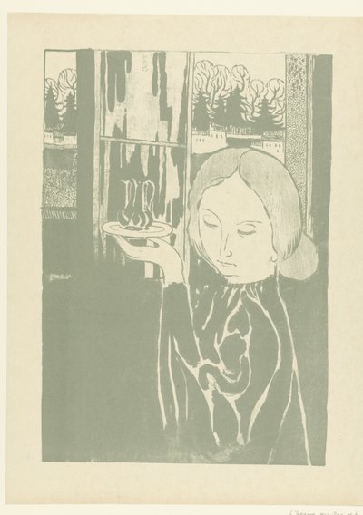 Vrouw met waterkan op dienblad Nainen, jolla on ewer The Trial (sarjan nimi) tekijältä Maurice Denis