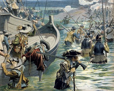 Ranskan historia: kardinaali Richelieu (Armand Jean du Plessis) lähetti apua Re-saaren puolustajille tekijältä Maurice Leloir