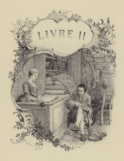 Kuvitus Jean-Jacques Rousseaun tunnustusten II kirjaan (kaiverrus) tekijältä Maurice Leloir