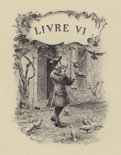 Kuvitus kirjaan VI Jean-Jacques Rousseaun tunnustuksista (kaiverrus) tekijältä Maurice Leloir