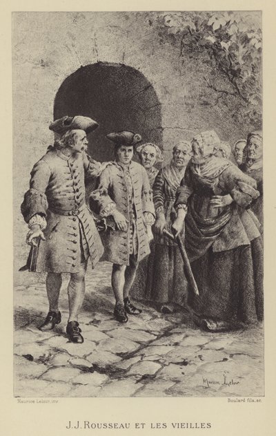 Jean-Jacques Rousseau vanhojen naisten kanssa (syväpaino) tekijältä Maurice Leloir