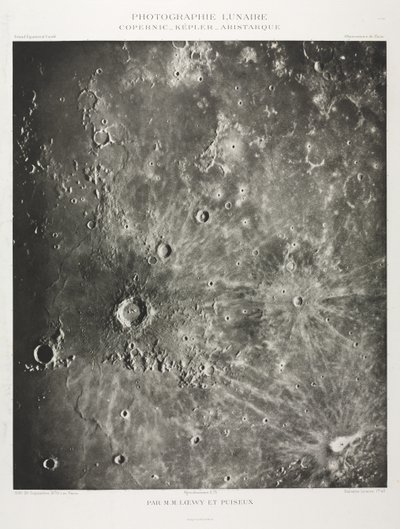 Kuun valokuvaus: Copernic-Kepler-Aristaric, 1896. tekijältä Maurice Loewy