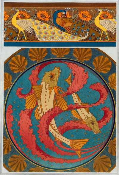 Mallit Peacock and Poppy Border, pubille. 1897. tekijältä Maurice Pillard Verneuil