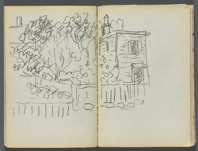 Luonnoslehti- The Granite Shore Hotel, Rockport, sivu 054  55: talo ja aidattu puutarha. tekijältä Maurice Prendergast