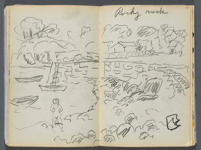 Luonnoskirja- The Granite Shore Hotel, Rockport, sivu 088  89: "Rocky Neck". tekijältä Maurice Prendergast