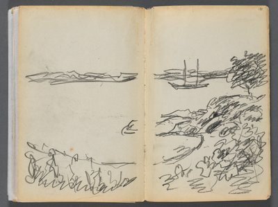 Luonnoskirja - Granite Shore Hotel, Rockport, sivu 180 ja 181: Rantaviiva tekijältä Maurice Prendergast