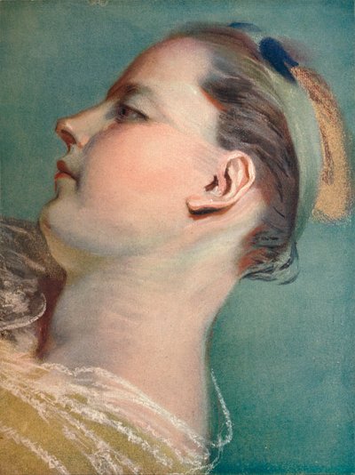 Kalteva pää, c1752 tekijältä Maurice Quentin de La Tour