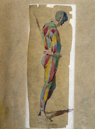 Harlequin, teoksesta "" Masques et bouffons" (italialainen komedia), teksti ja piirustukset Maurice Sand, kaiverrukset A. Manceau, esipuhe Georges Sand tekijältä Maurice Sand