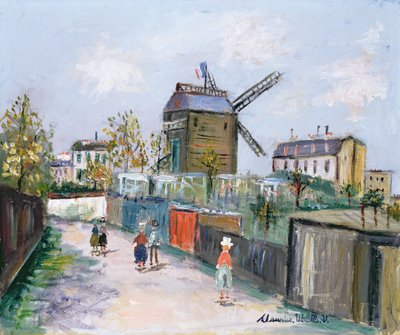 Le Moulin de la Galette, n. 1930 (öljy kankaalle) tekijältä Maurice Utrillo
