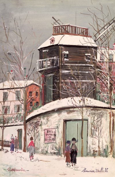 Le Moulin de la Galette, n. 1933 (öljy kankaalle) tekijältä Maurice Utrillo